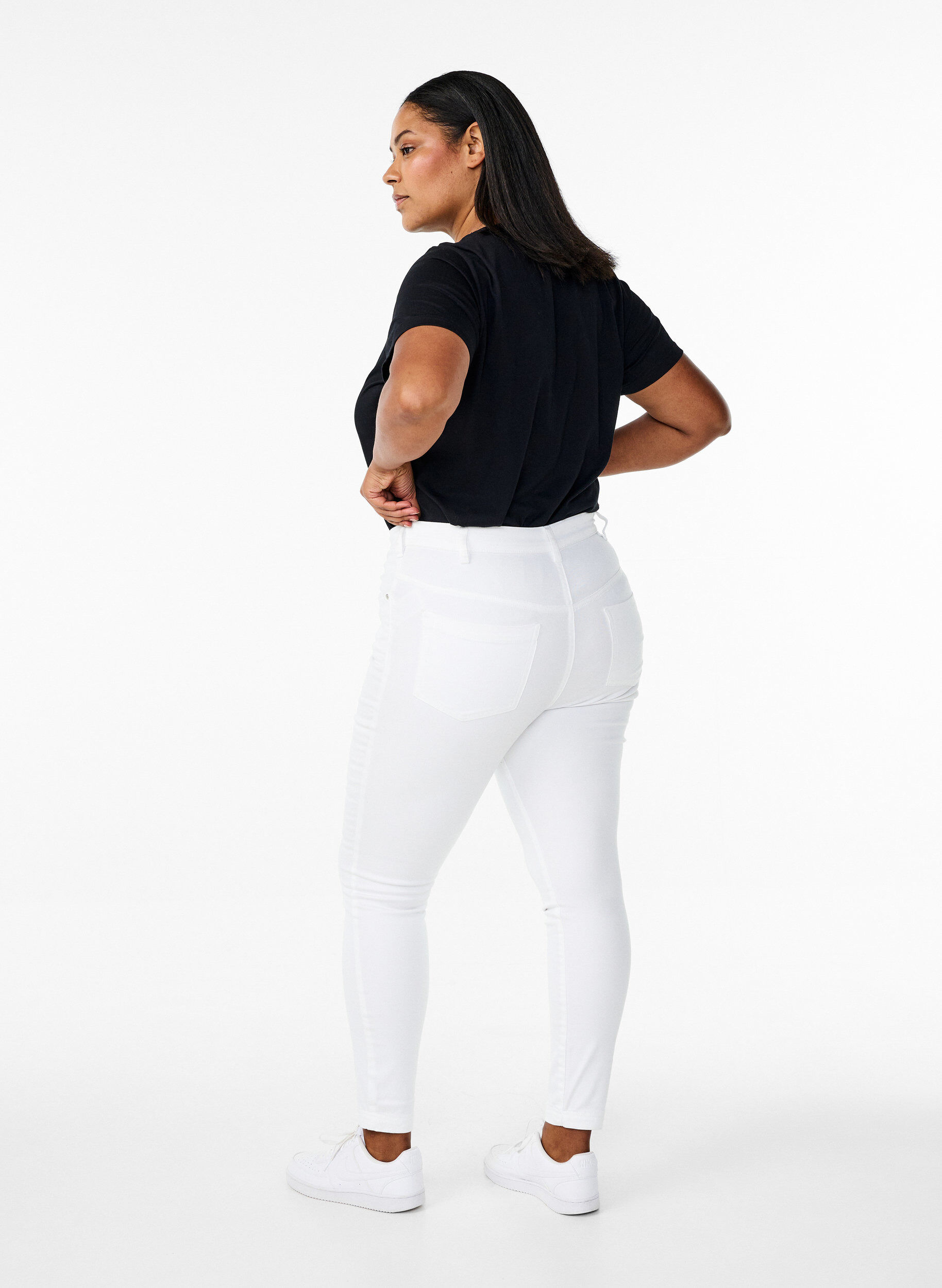 Zizzi Jean Amy super slim &agrave; taille haute, White, Model image number 1
