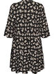 Robe courte en jersey coupe A &agrave; imprim&eacute; int&eacute;gral, Noir, Packshot image number 1