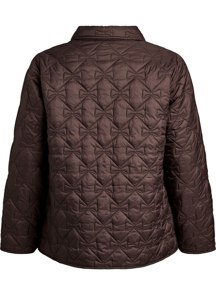 Veste l&eacute;g&egrave;rement matelass&eacute;e &agrave; surpiq&ucirc;res d&eacute;coratives, Marron, Packshot