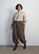 Pantalon ballon &agrave; carreaux avec taille haute, Vert, Model image number 0