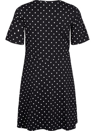 Robe en coton à manches courtes et à pois, Black w. White Dot, Packshot image number 1