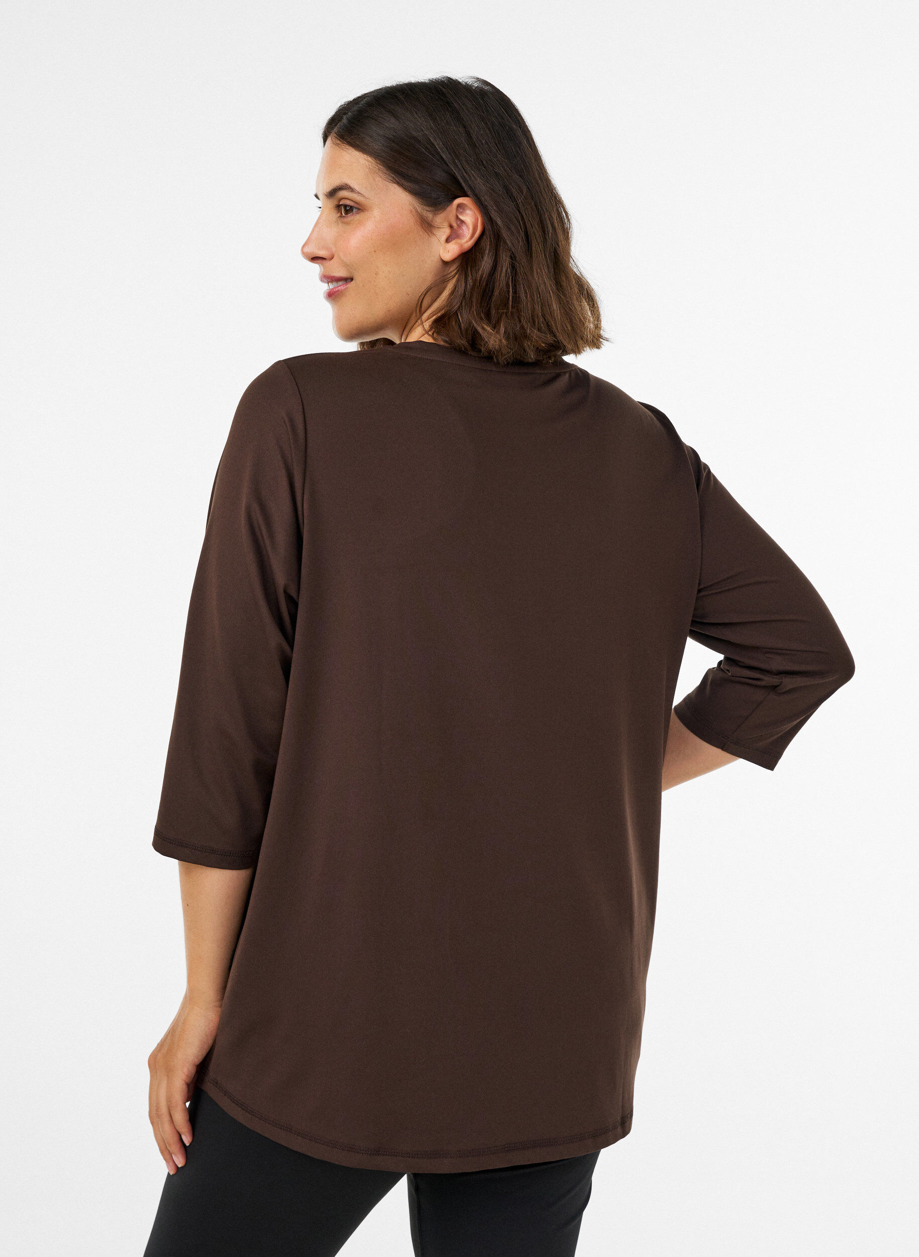 ZizziSports top with 3/4 sleeves, Marron, Model image number 2