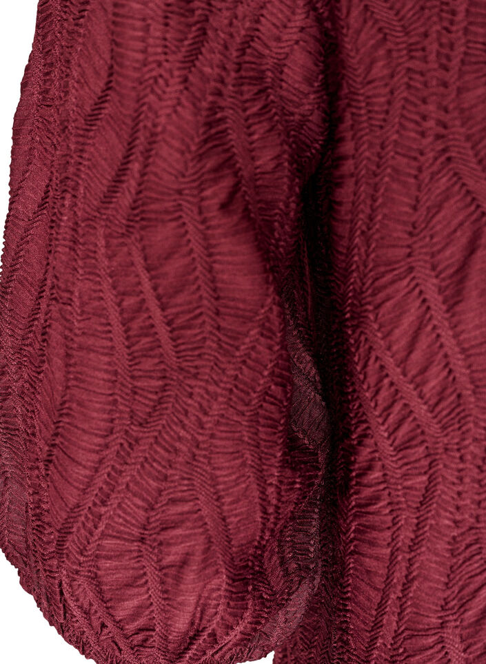 Chemisier avec texture et manches 3/4, Bordeaux, Packshot image number 3