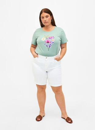  Shorts en jean moulants à taille haute, Bright White, Model image number 3