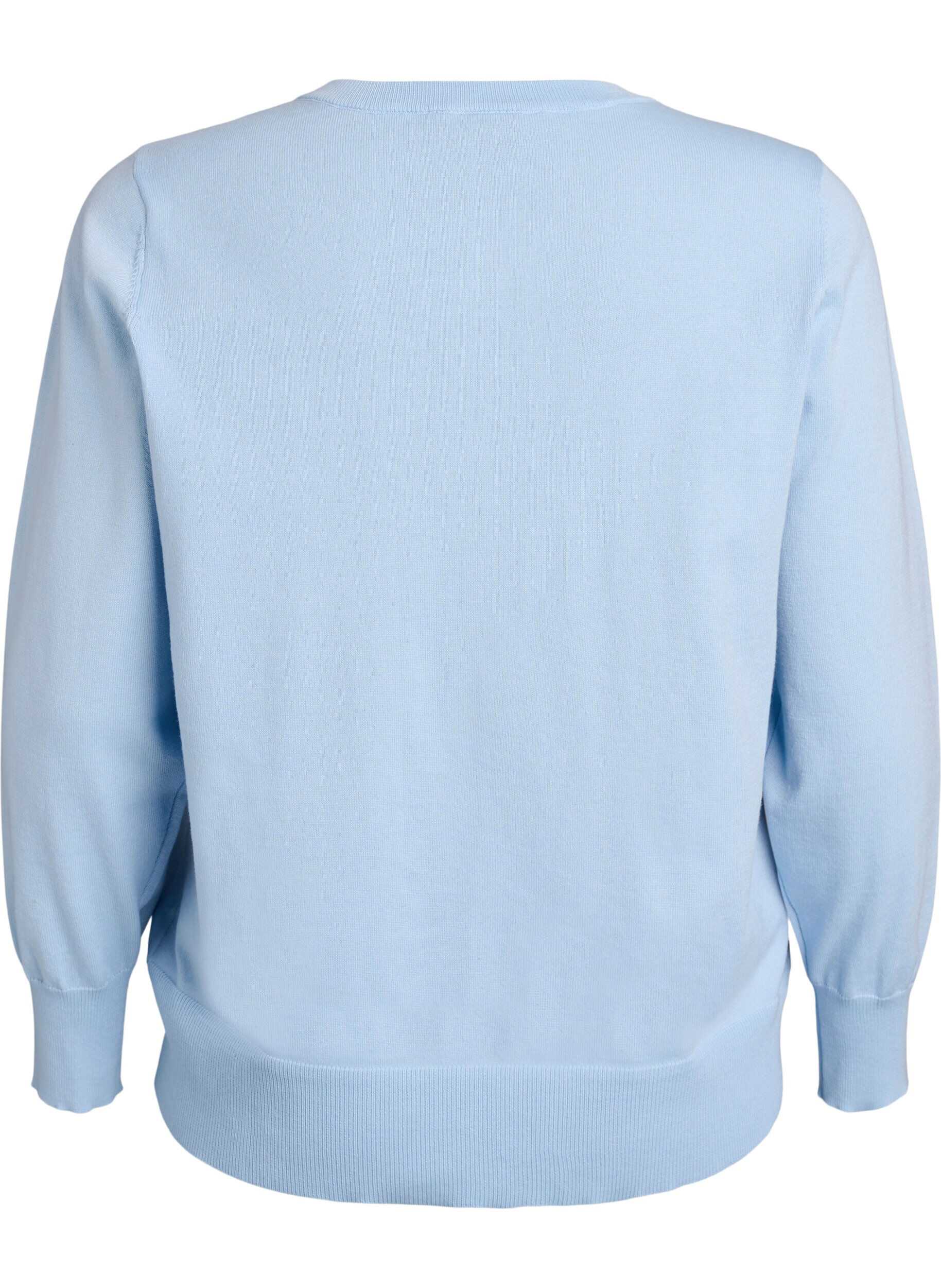ZizziCardigan en maille fine avec col rond, Bleu Clair, Packshot image number 1