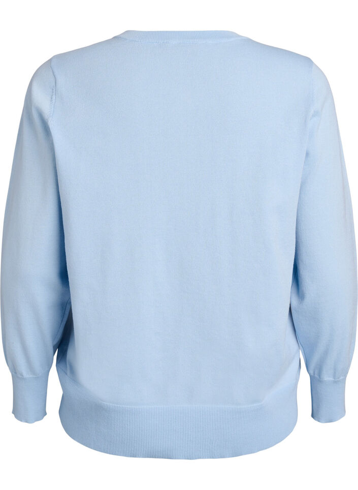 Cardigan en maille fine avec col rond, Bleu Clair, Packshot image number 1