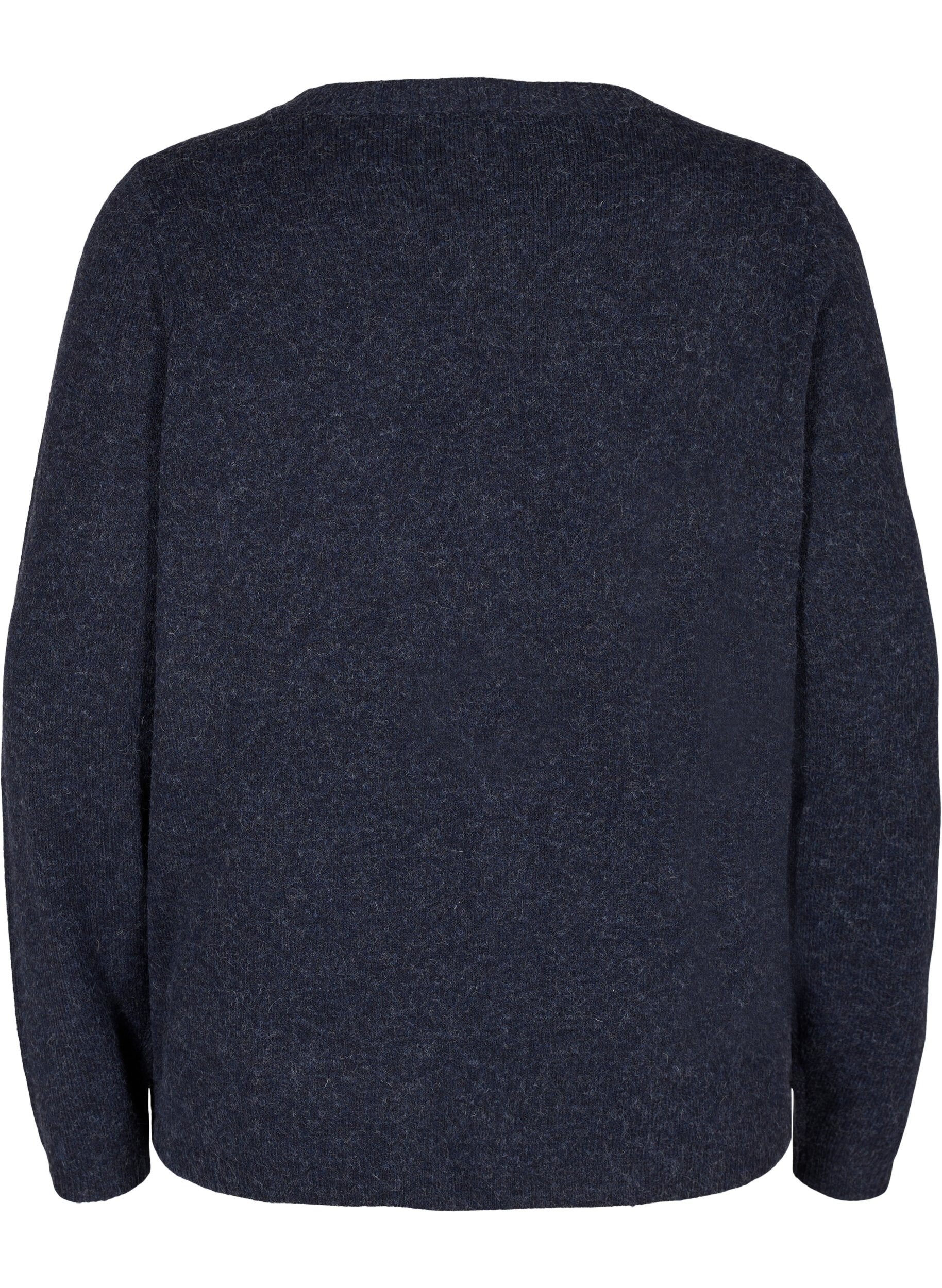 Zizzi Cardigan court en tricot m&eacute;lang&eacute;e avec fermeture boutonn&eacute;e, Night Sky Mel., Packshot image number 1