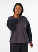 Sweatshirt avec manches en mati&egrave;re teddy et col montant, Gris anthracite, Model image number 0