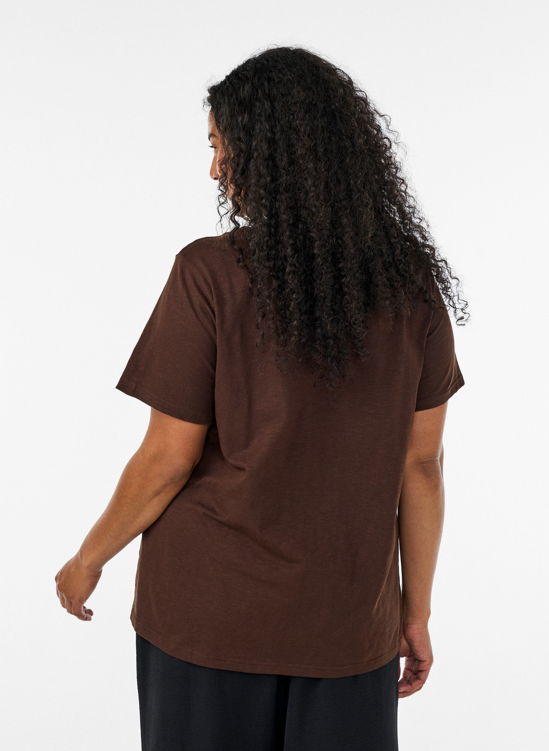 ZizziT-shirt dot&eacute; de boutons, Marron, Model image number 2