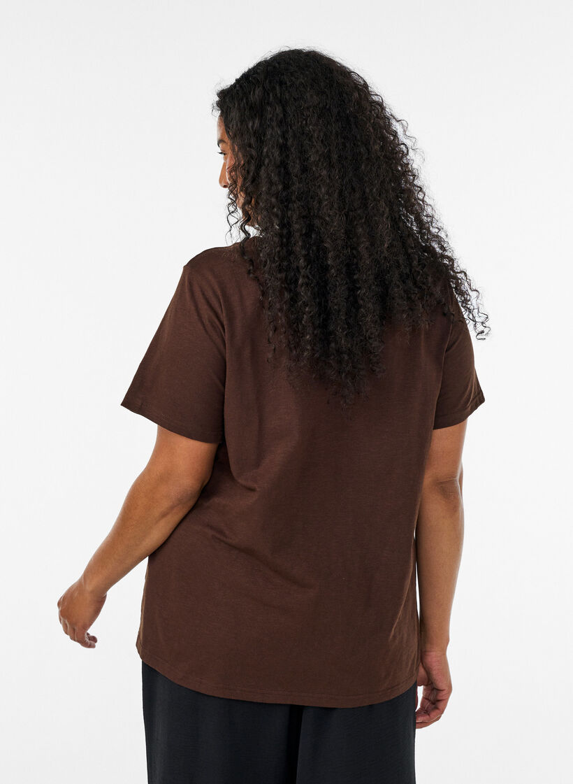 T-shirt dot&eacute; de boutons, Marron, Model image number 2
