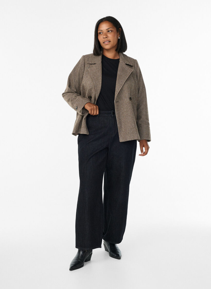 Blazer court croisé, Marron, Model image number 1