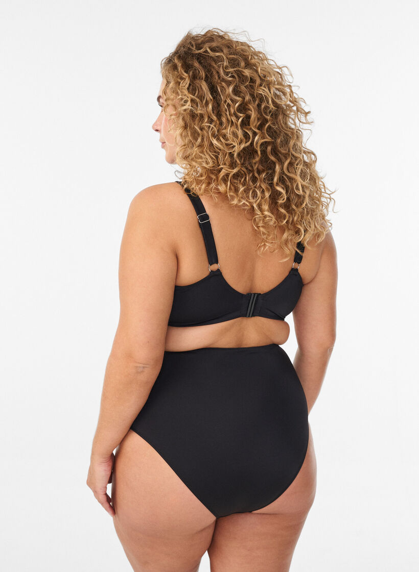 Bas de bikini à taille haute, Noir, Model image number 1