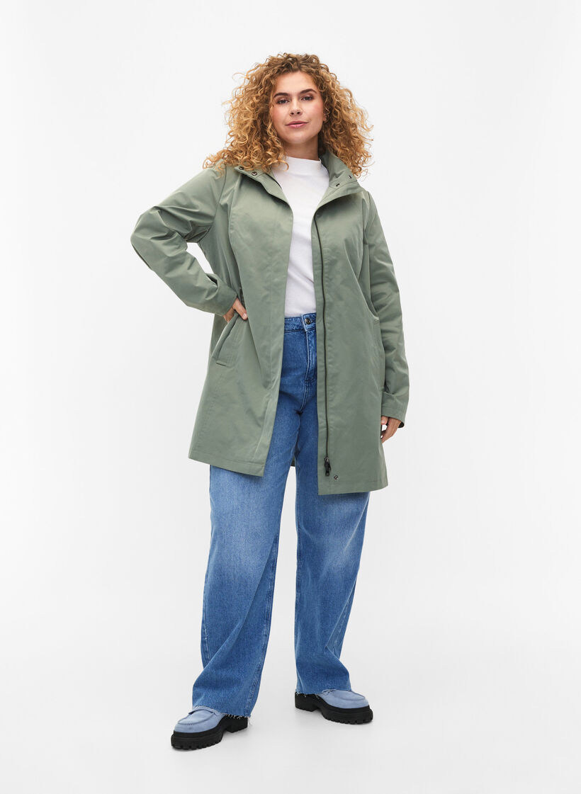 Veste avec poches et col montant, Vert, Model image number 1