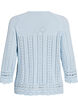 Top en maille avec broderie eyelet et manches 3/4, Bleu Clair, Packshot image number 1