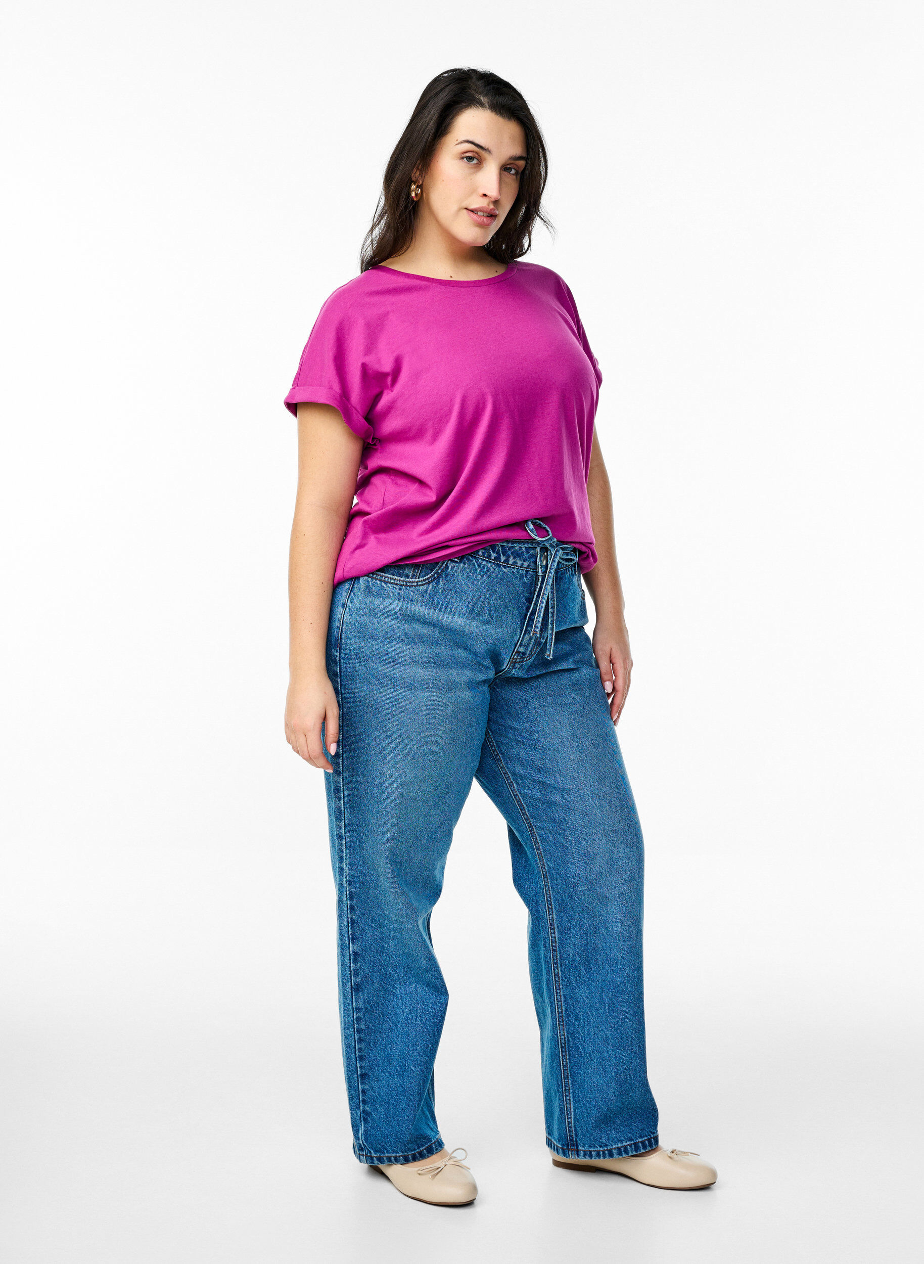 ZizziT-shirt &agrave; manches courtes en m&eacute;lange de coton, Violet, Model image number 1