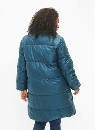 Veste polaire brillante avec fermeture éclair et poches, Deep Teal, Model image number 1