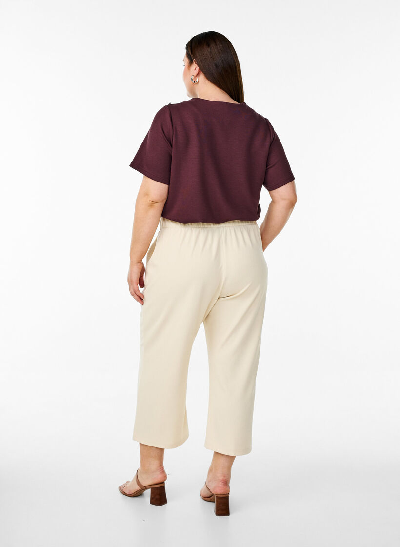 Pantalon 7/8 &agrave; coupe ample, Beige, Model image number 1
