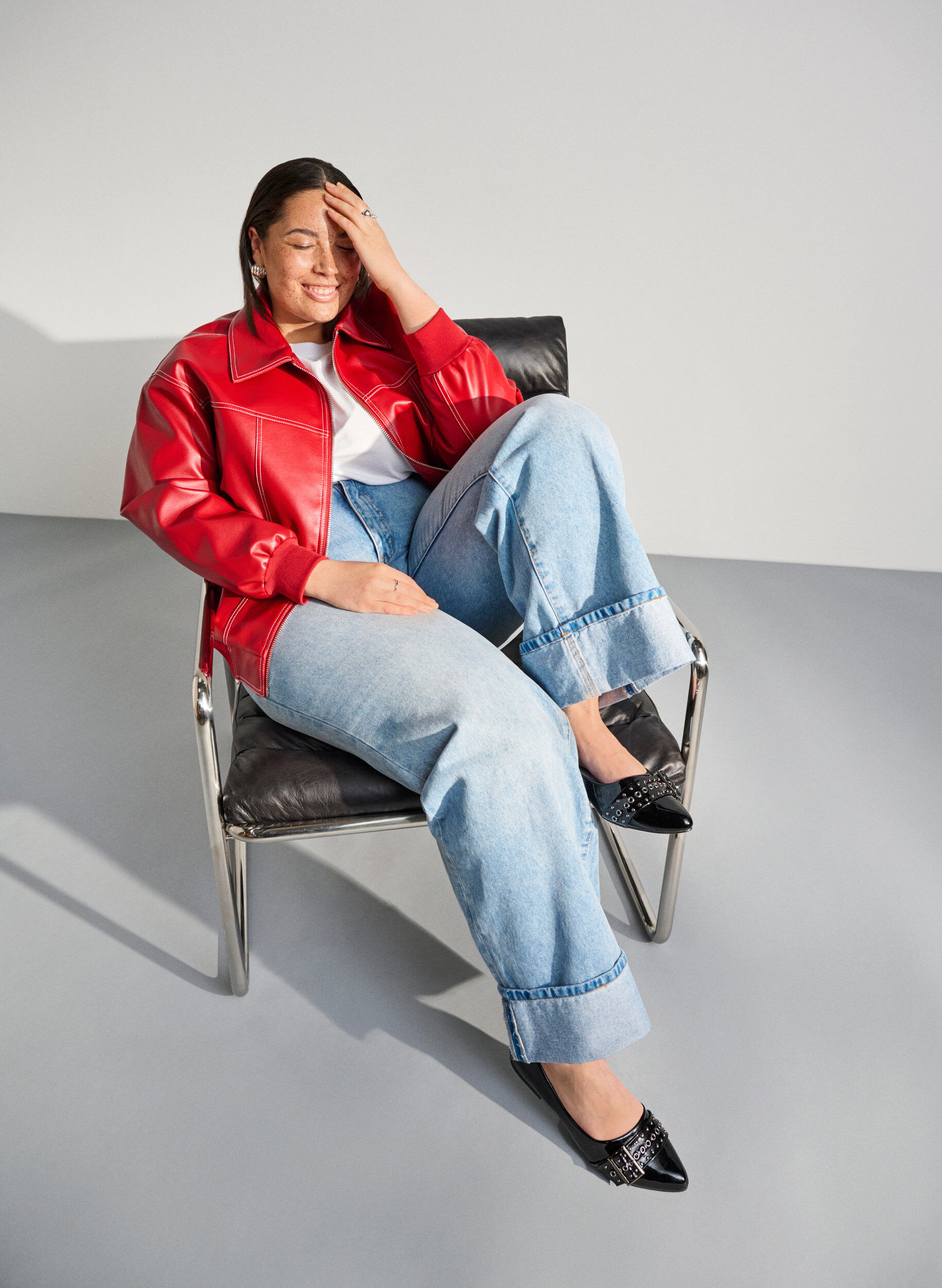 Zizzi Large - Ballerine &agrave; bride et clous, Noir, Image image number 0