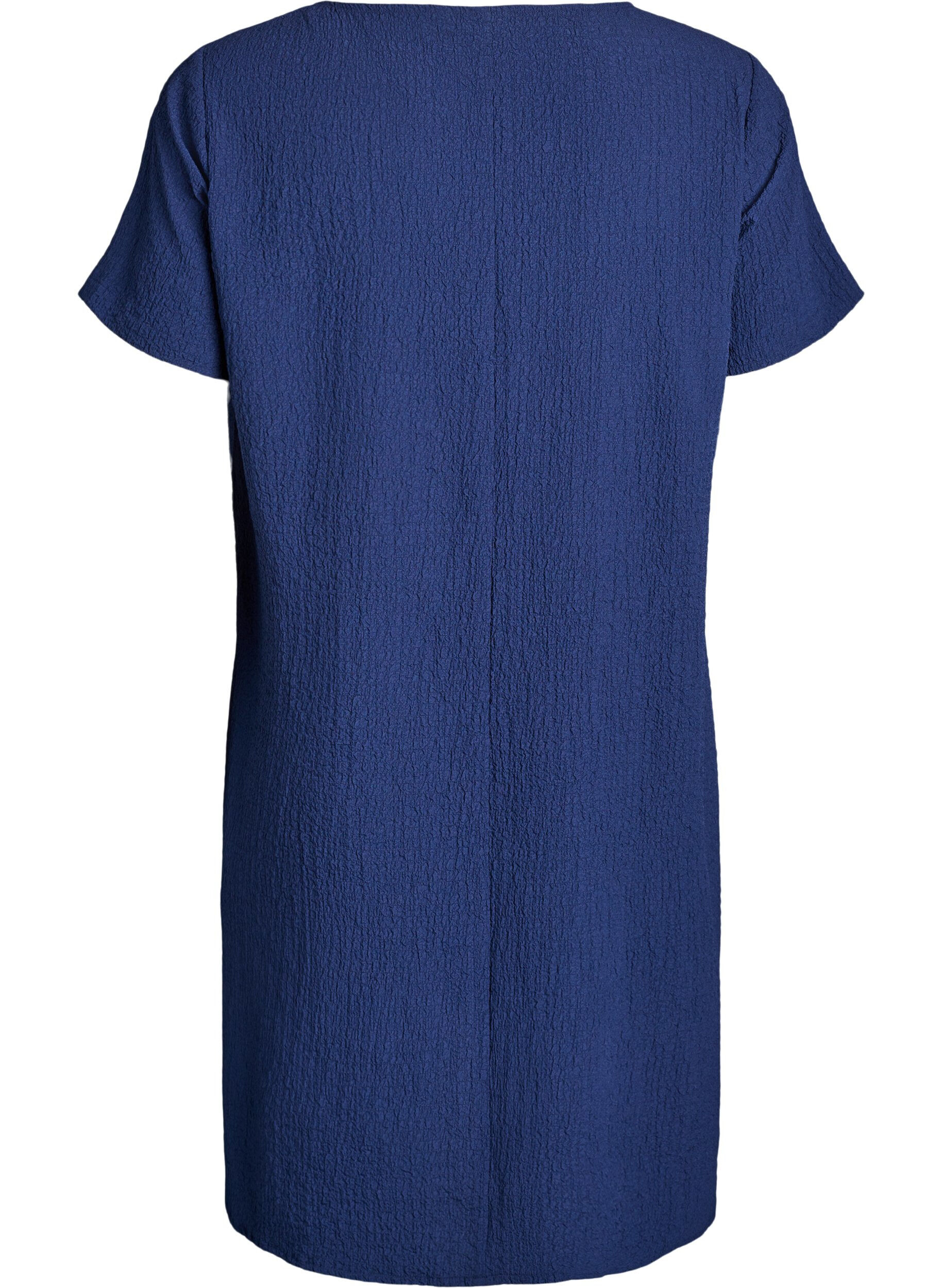 ZizziRobe courte avec texture froiss&eacute;e et manches courtes, Bleu, Packshot image number 1