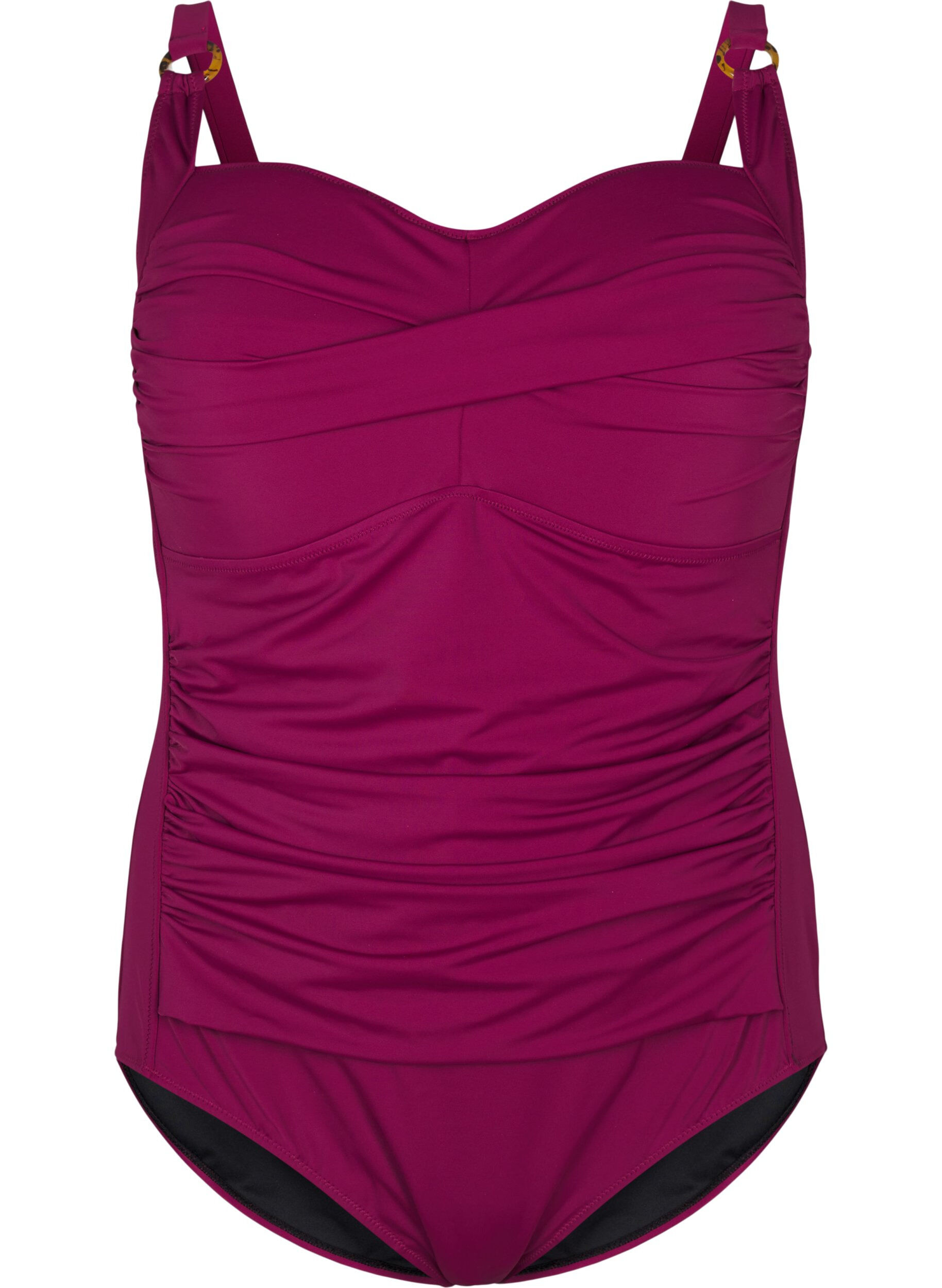 Zizzi Maillot de bain drap&eacute; avec bonnets rembourr&eacute;s, Bordeaux, Packshot image number 0