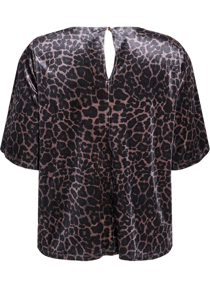 Haut à manches courtes en velours, Marron, Packshot