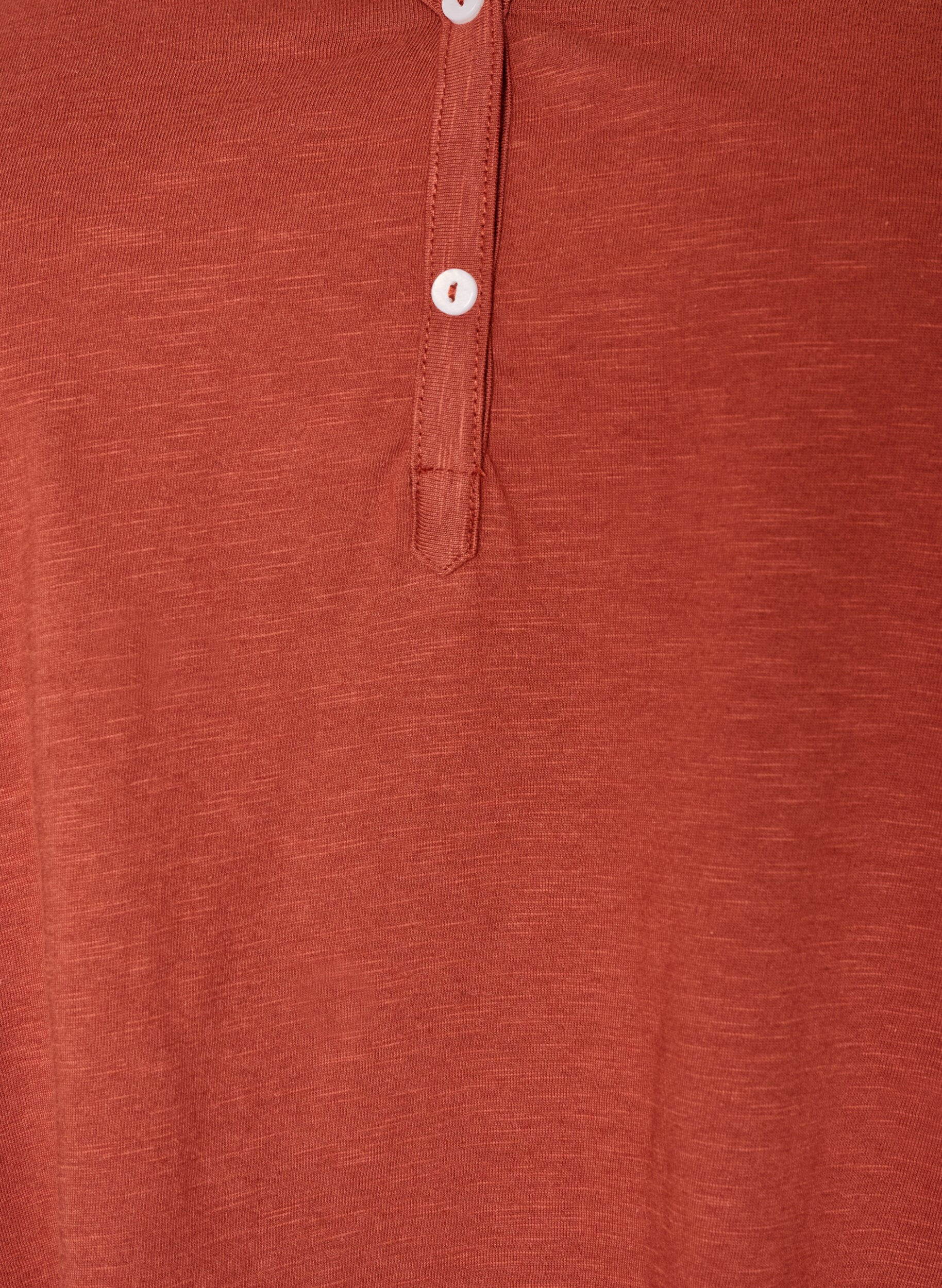 ZizziT-shirt &agrave; manches longues avec col V et boutons, Marron, Packshot image number 2