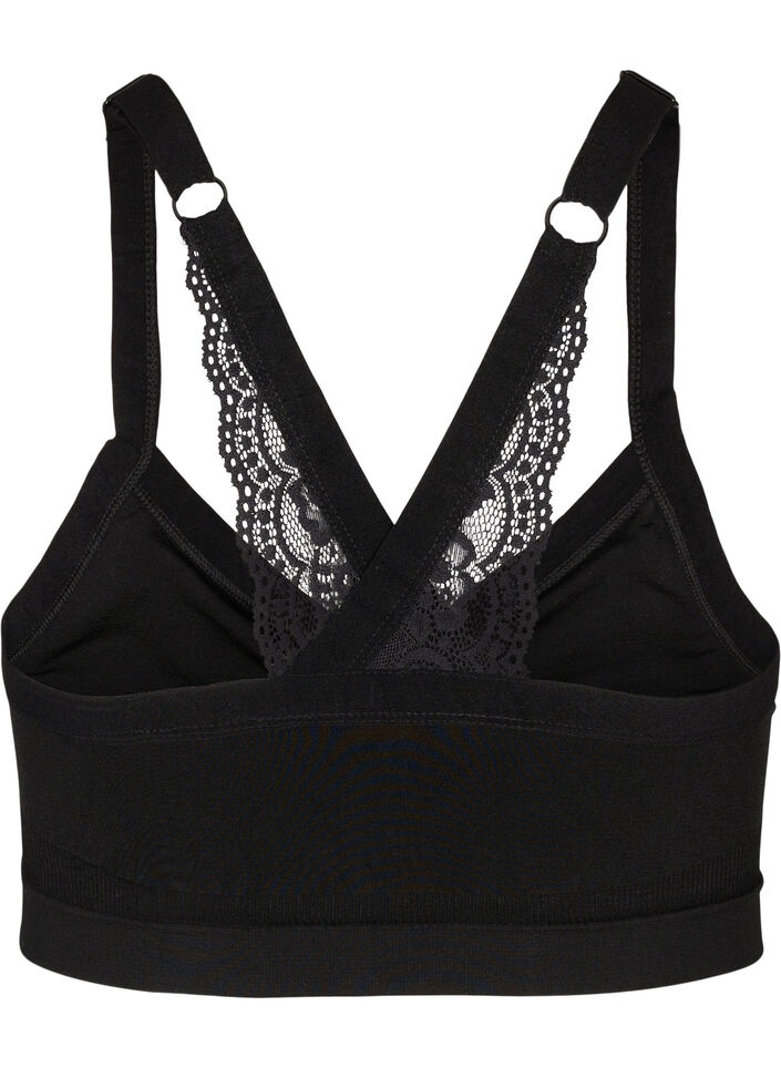 Soutien-gorge souple avec dos en dentelle, Black, Packshot image number 1
