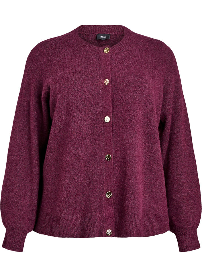 Cardigan en maille douce avec boutons dor&eacute;s, Bordeaux fonc&eacute;, Packshot image number 0