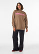 Sweatshirt avec col montant et motif sportif sur le devant, Marron, Model image number 1