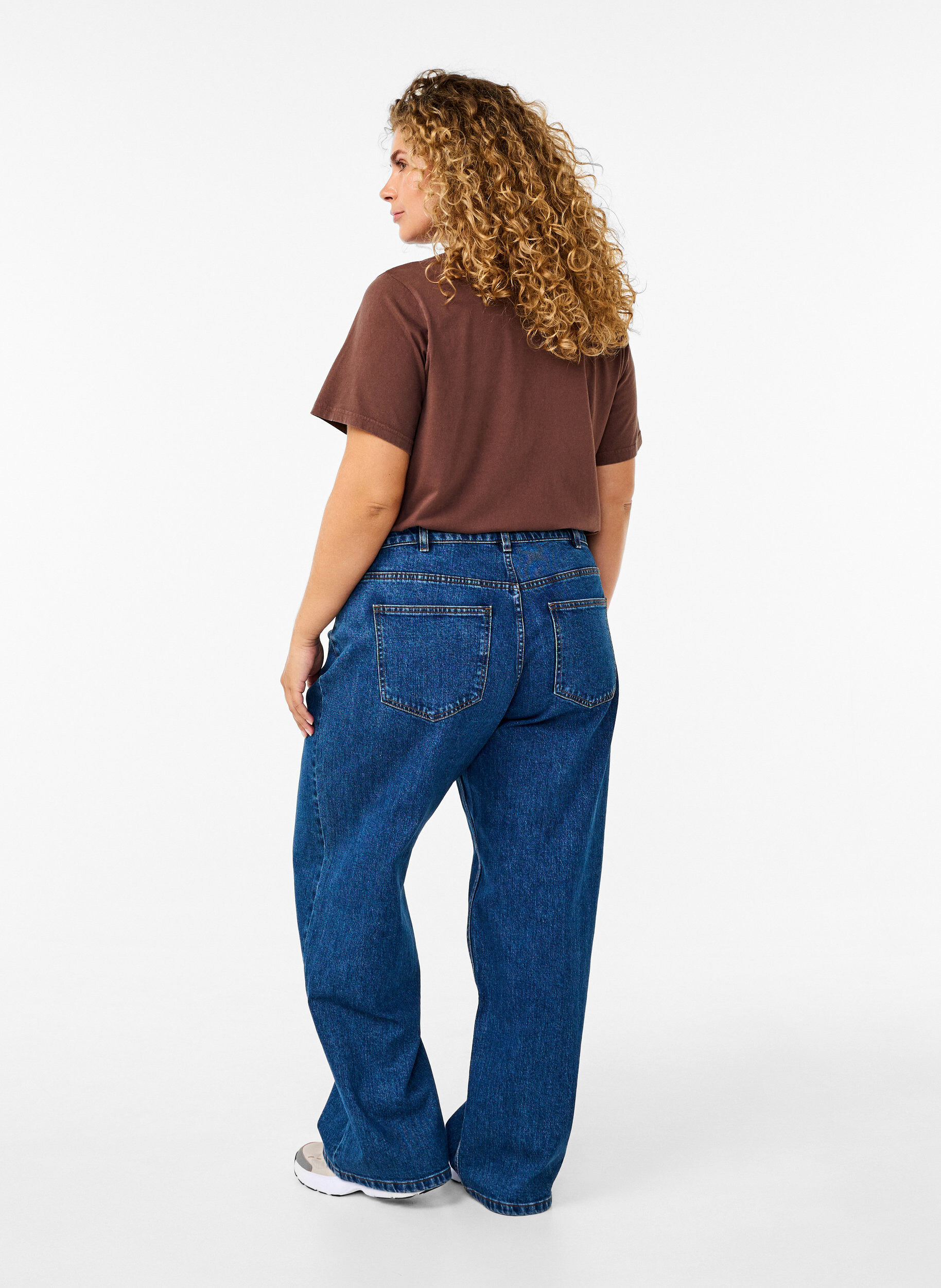 Zizzi Jean &agrave; jambe large et taille haute, Bleu, Model image number 1