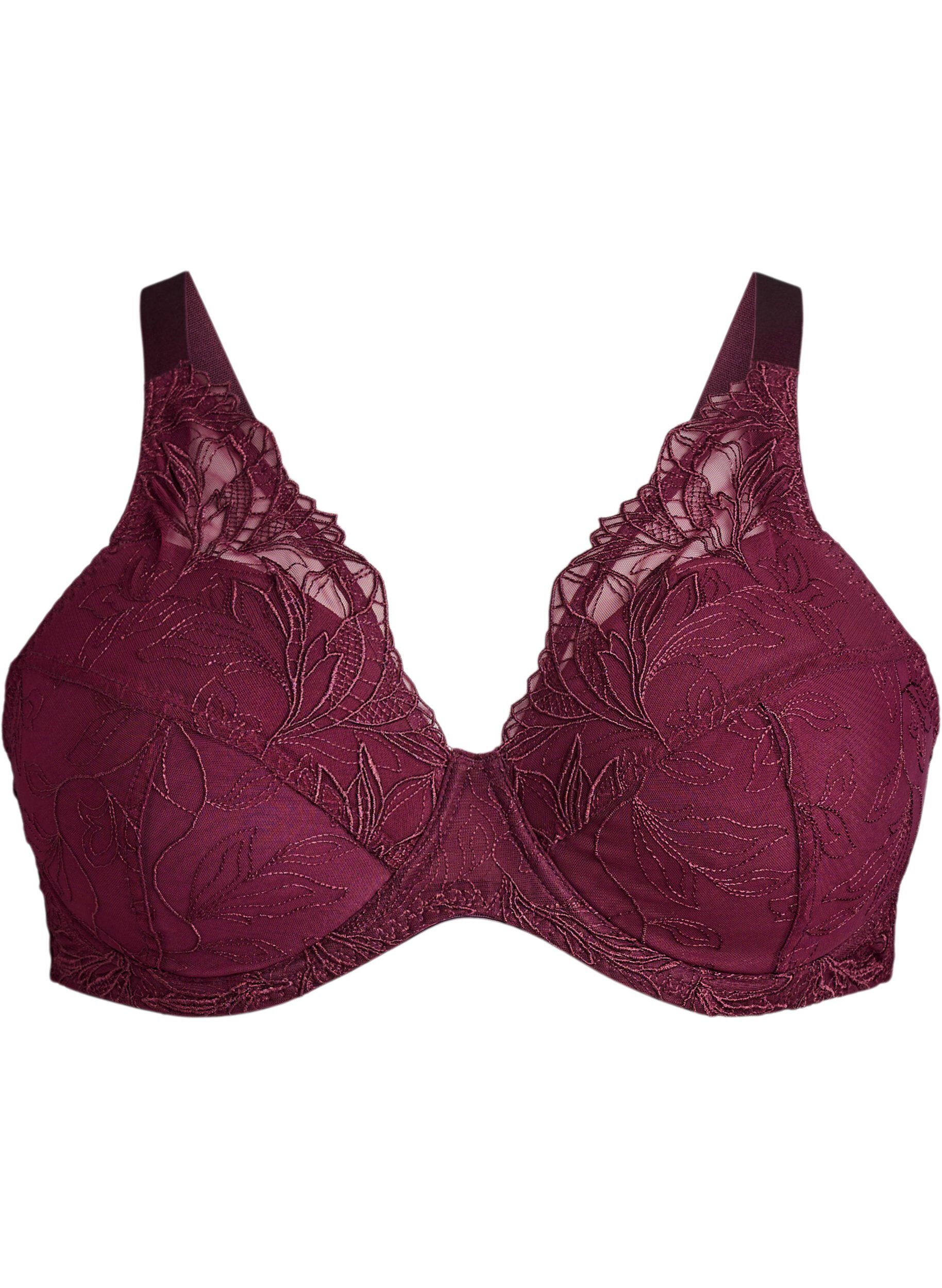 Zizzi Soutien-gorge rembourr&eacute; en dentelle avec armatures, Bordeaux, Packshot image number 0