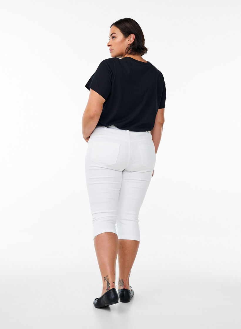 Jean capri Amy &agrave; taille haute et coupe super slim, Blanc, Model image number 1