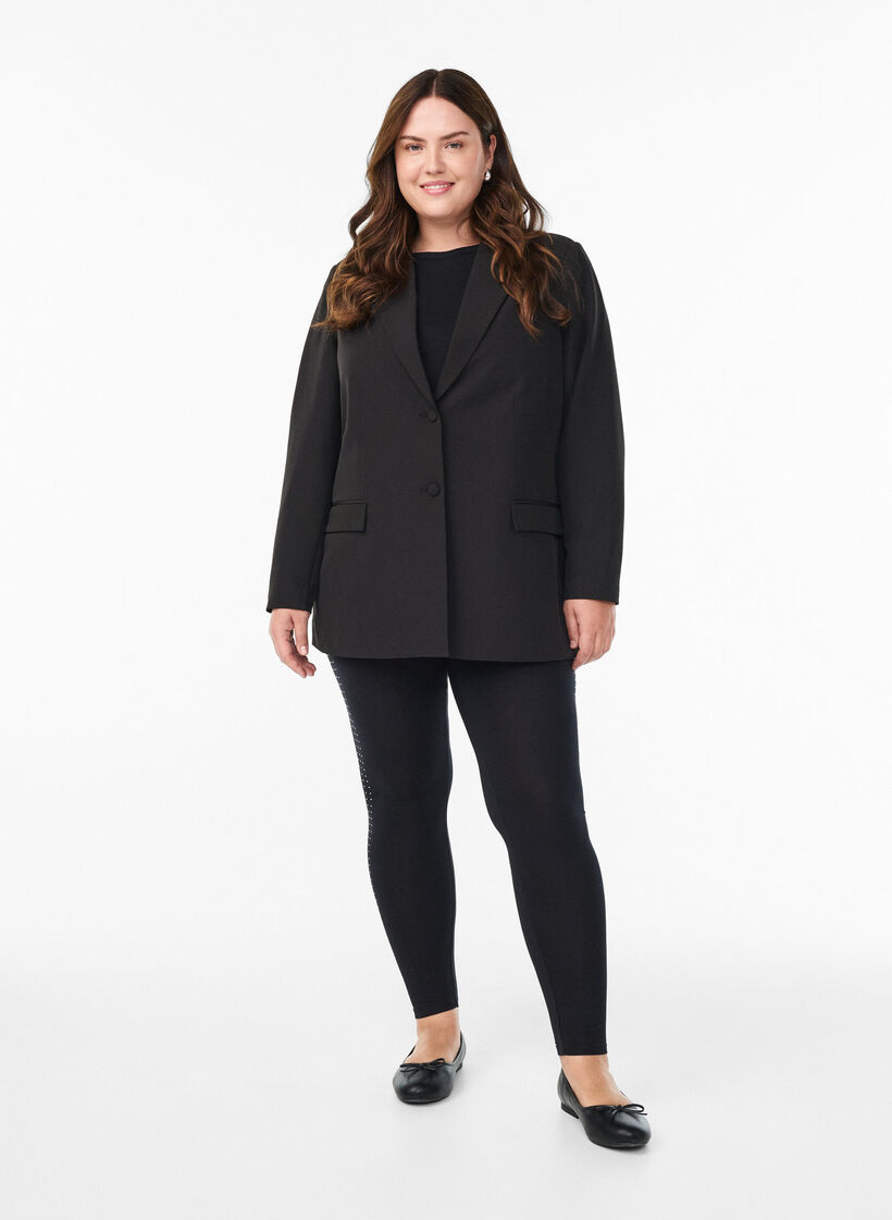 Leggings avec détail en strass, Noir, Model image number 1