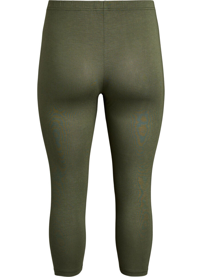 Leggings basiques longueur 3/4 en viscose, Vert, Packshot image number 1