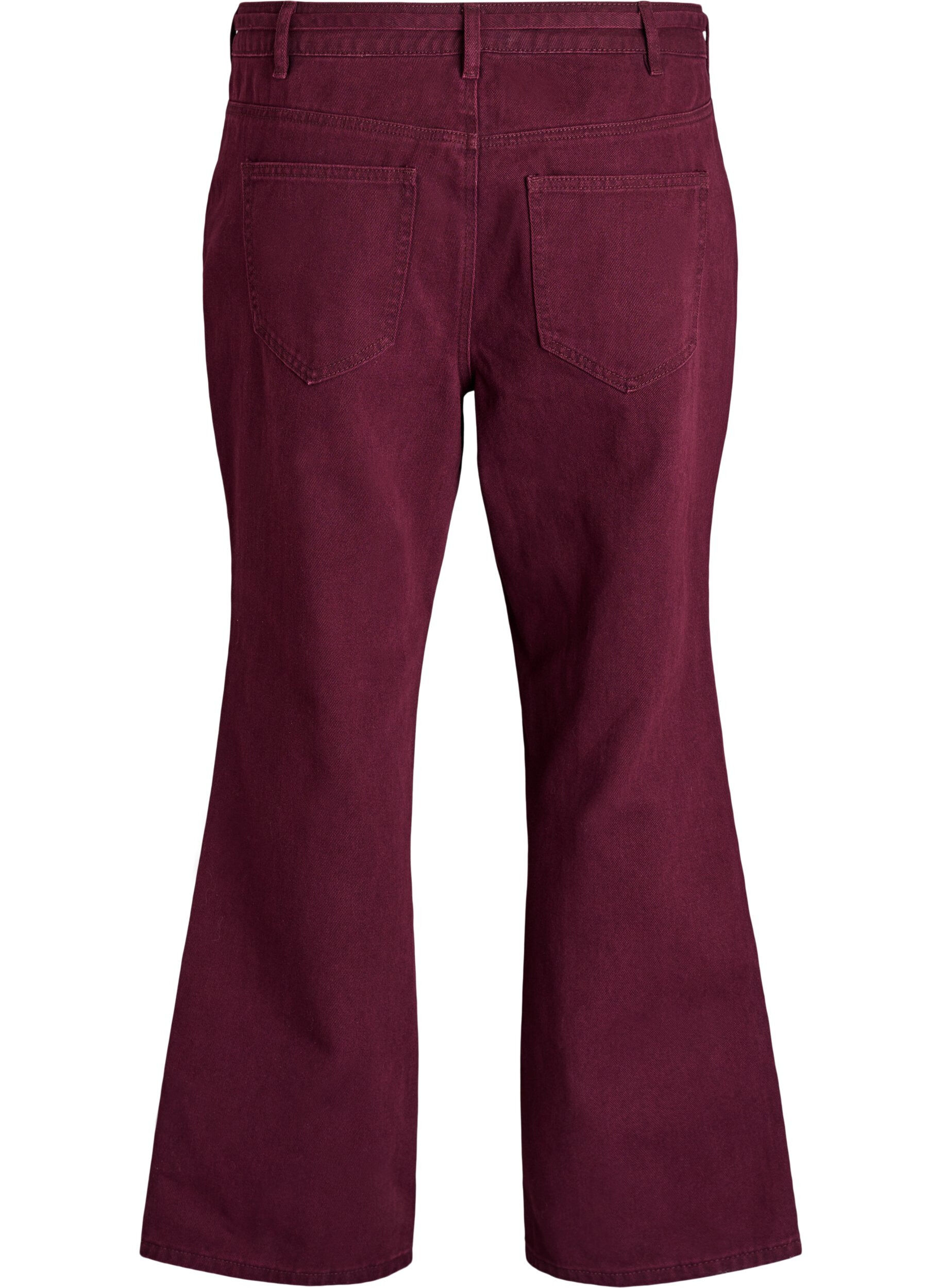 Zizzi Jean taille haute de couleur avec ceinture &agrave; nouer, Bordeaux, Packshot image number 1