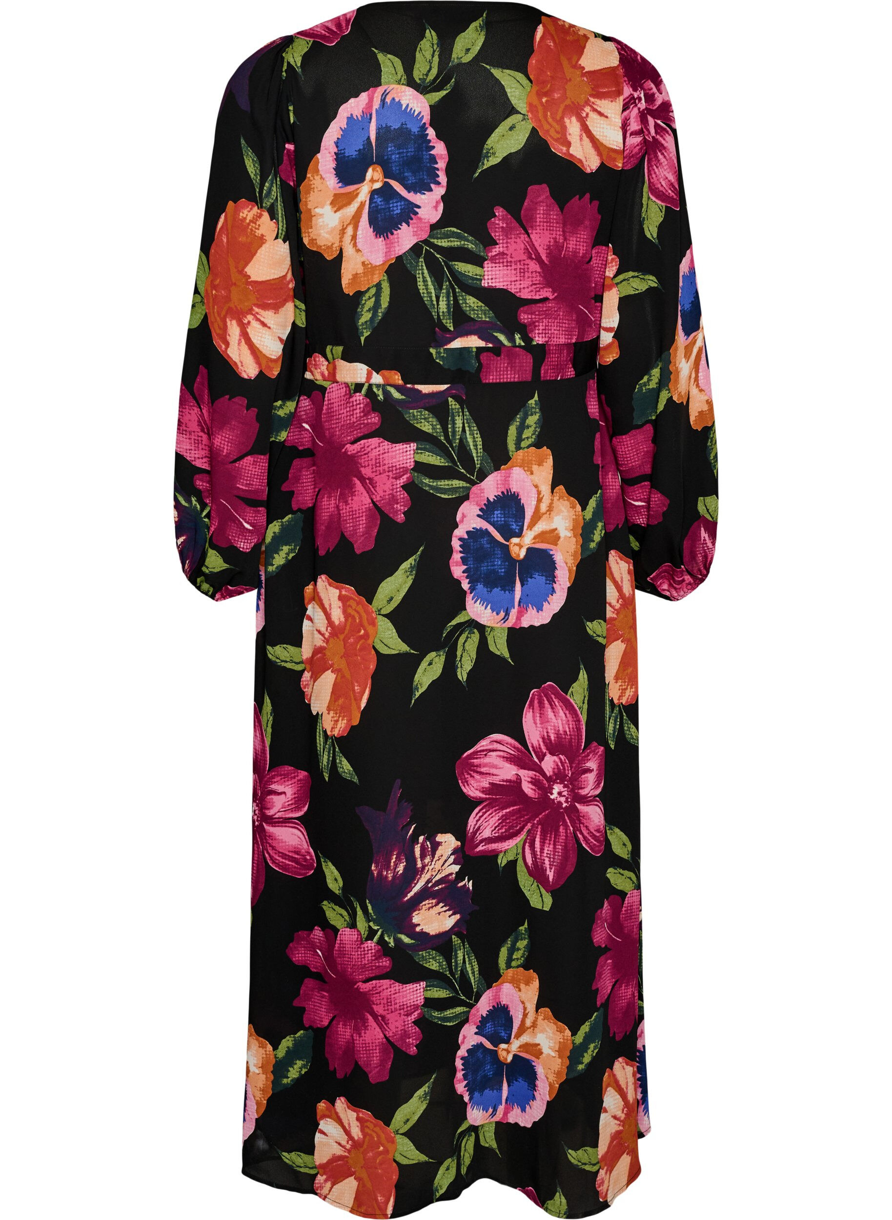 ZizziRobe maxi avec encolure cache-c&oelig;ur et manches longues, Noir, Packshot image number 1