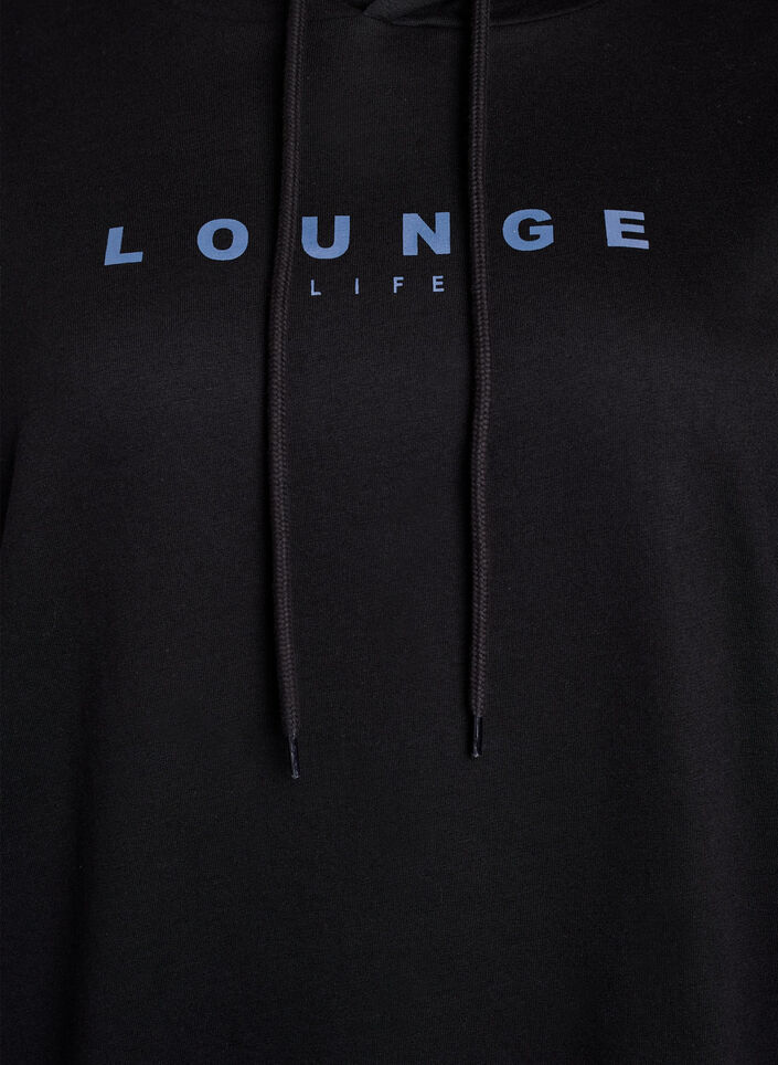 Sweat &agrave; capuche avec imprim&eacute;, Noir, Packshot image number 2