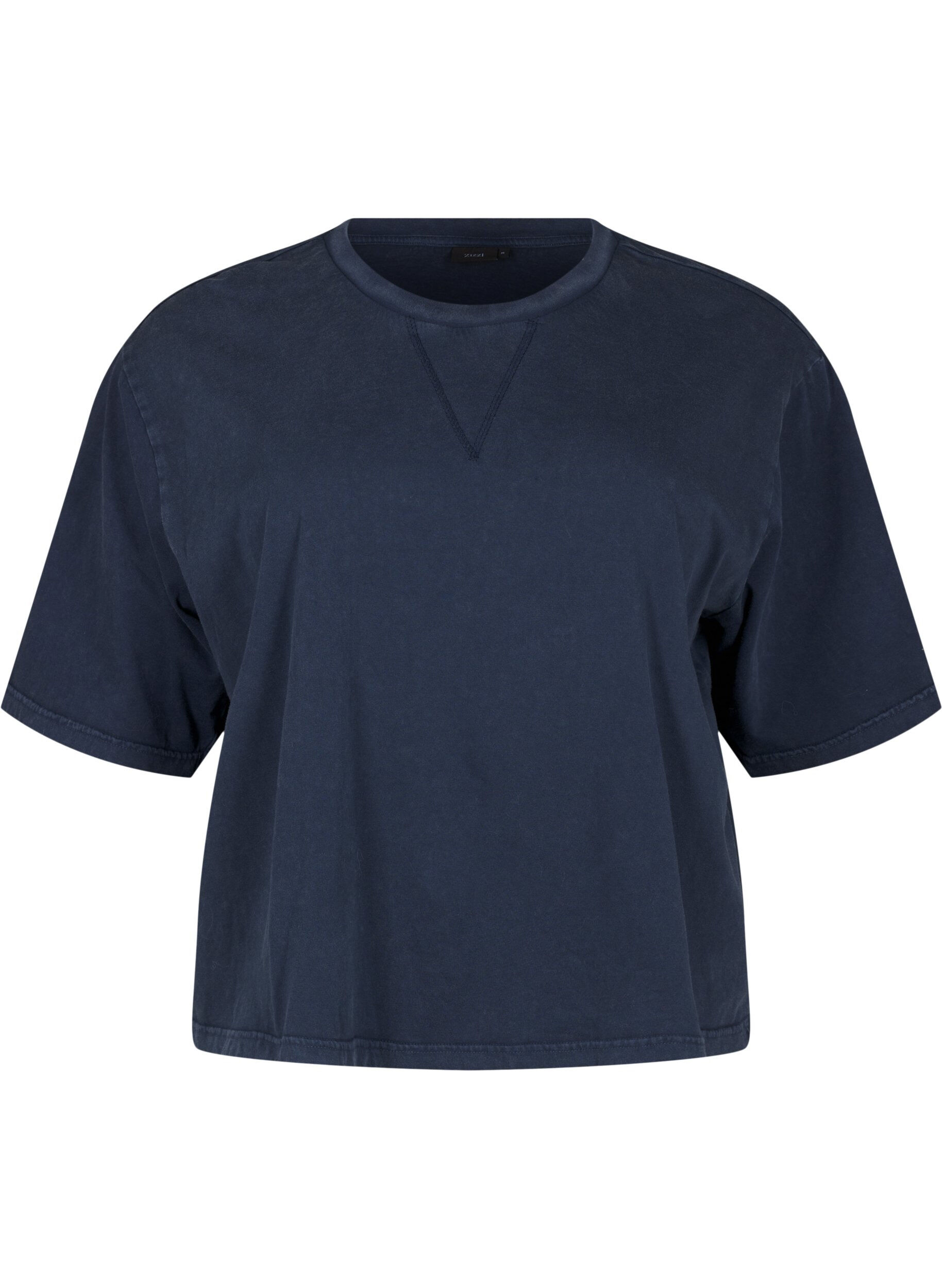 Zizzi T-shirt boxy en coton bio, Bleu, Packshot image number 0