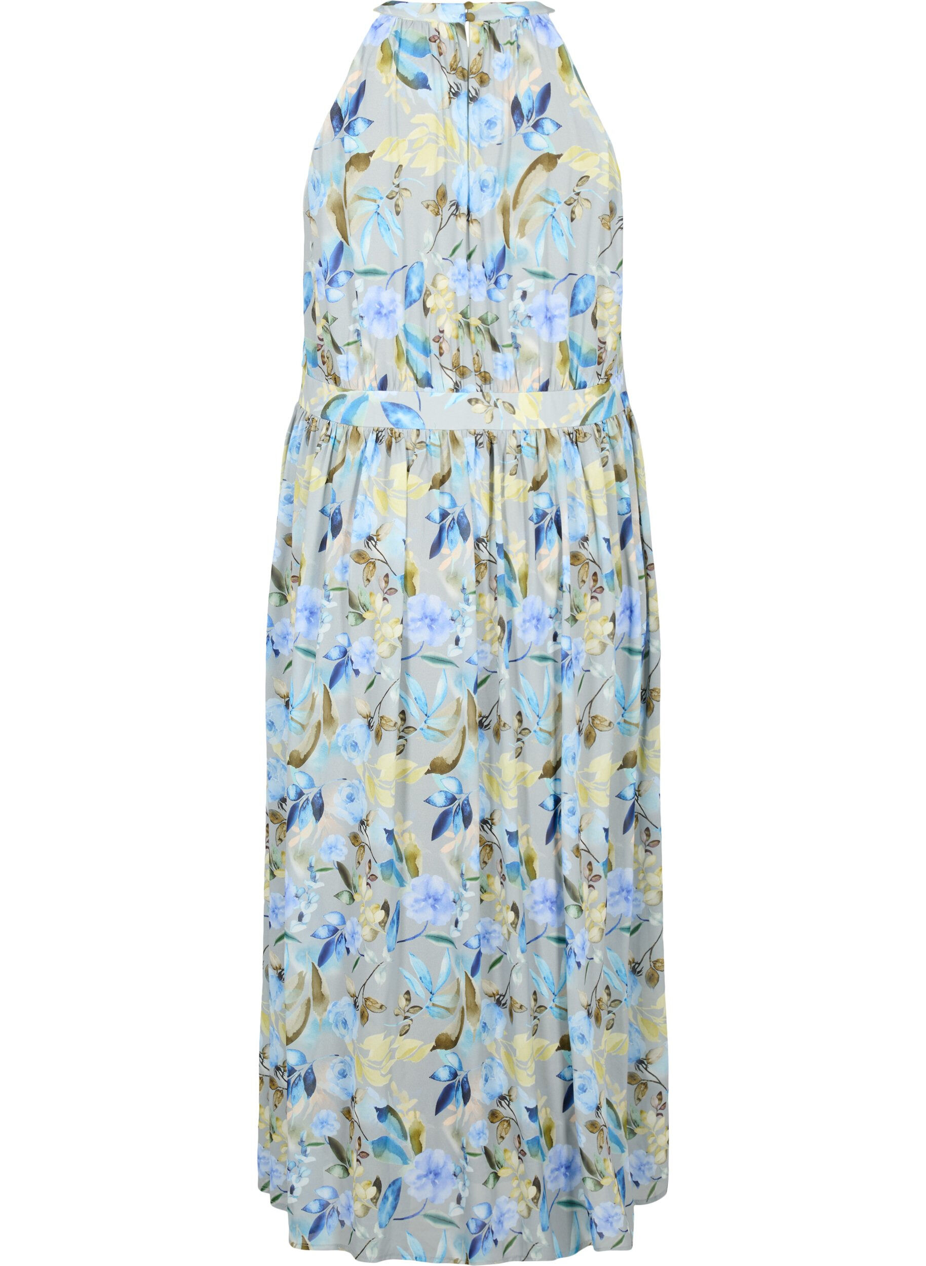 Zizzi Robe longue dos nu &agrave; motif floral, Wrought Iron AOP, Packshot image number 1