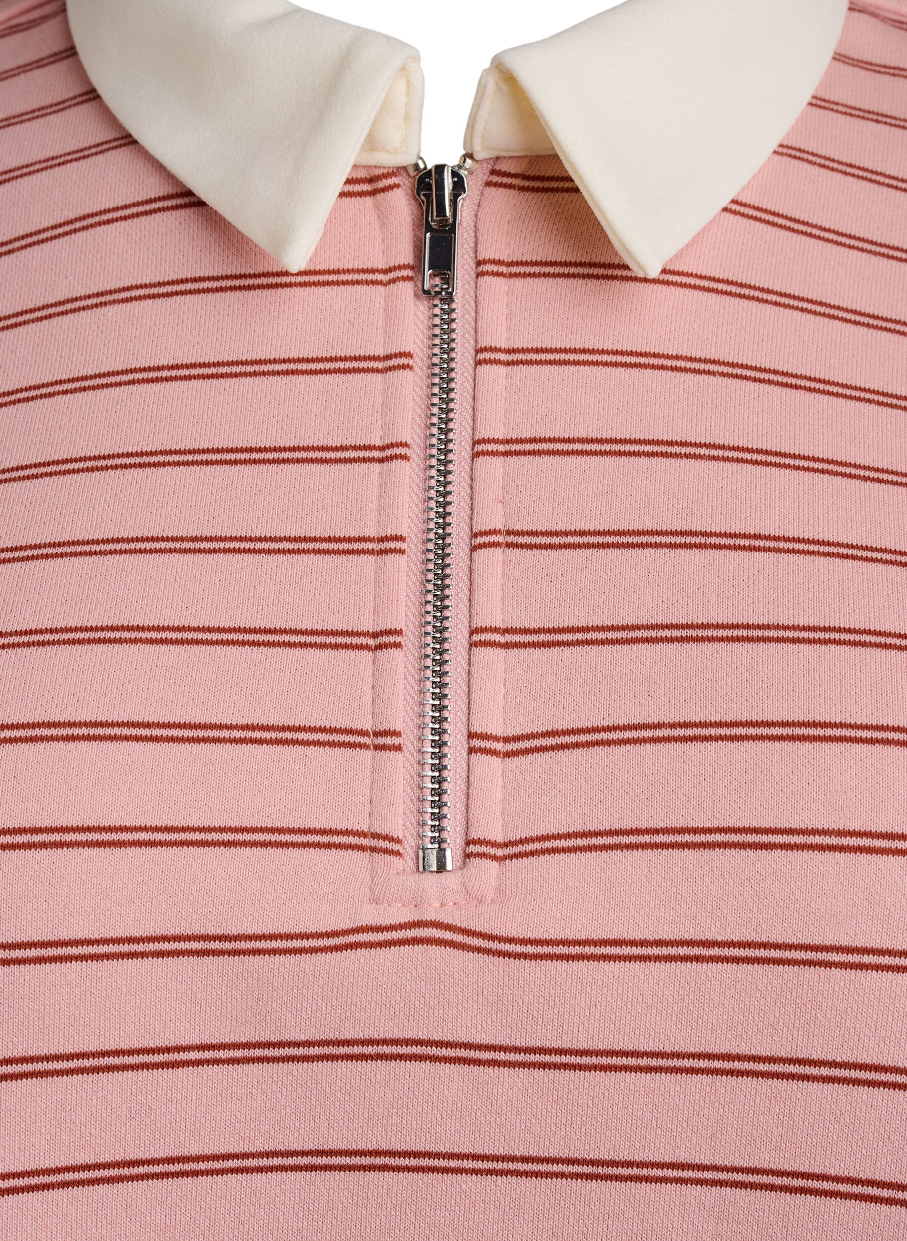 Zizzi Polo ray&eacute; avec fermeture &eacute;clair, Rose poudr&eacute;e, Packshot image number 2