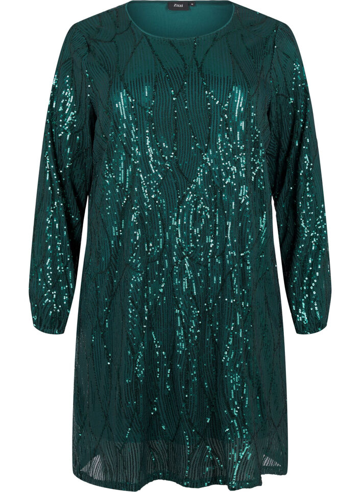 Robes à manches longues avec des paillettes et des motifs, Rain Forest, Packshot image number 0
