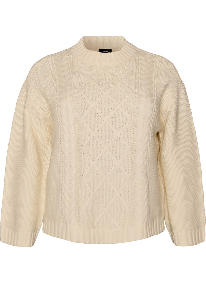Pull &agrave; torsades, Vanille, Packshot image number 0