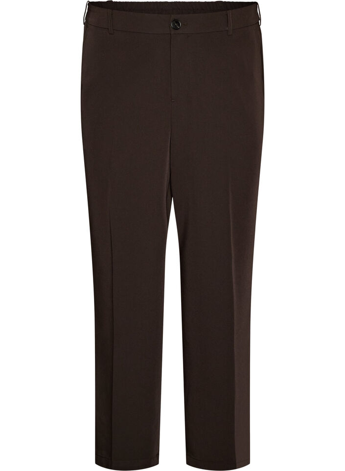 Pantalon de tailleur taille haute avec plis marqu&eacute;s, Marron, Packshot image number 0