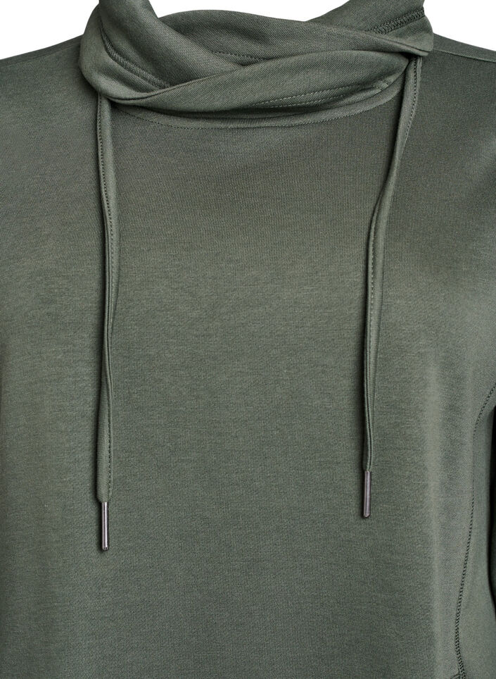 Robe sweat-shirt courte &agrave; col montant et poches, Vert, Packshot image number 2