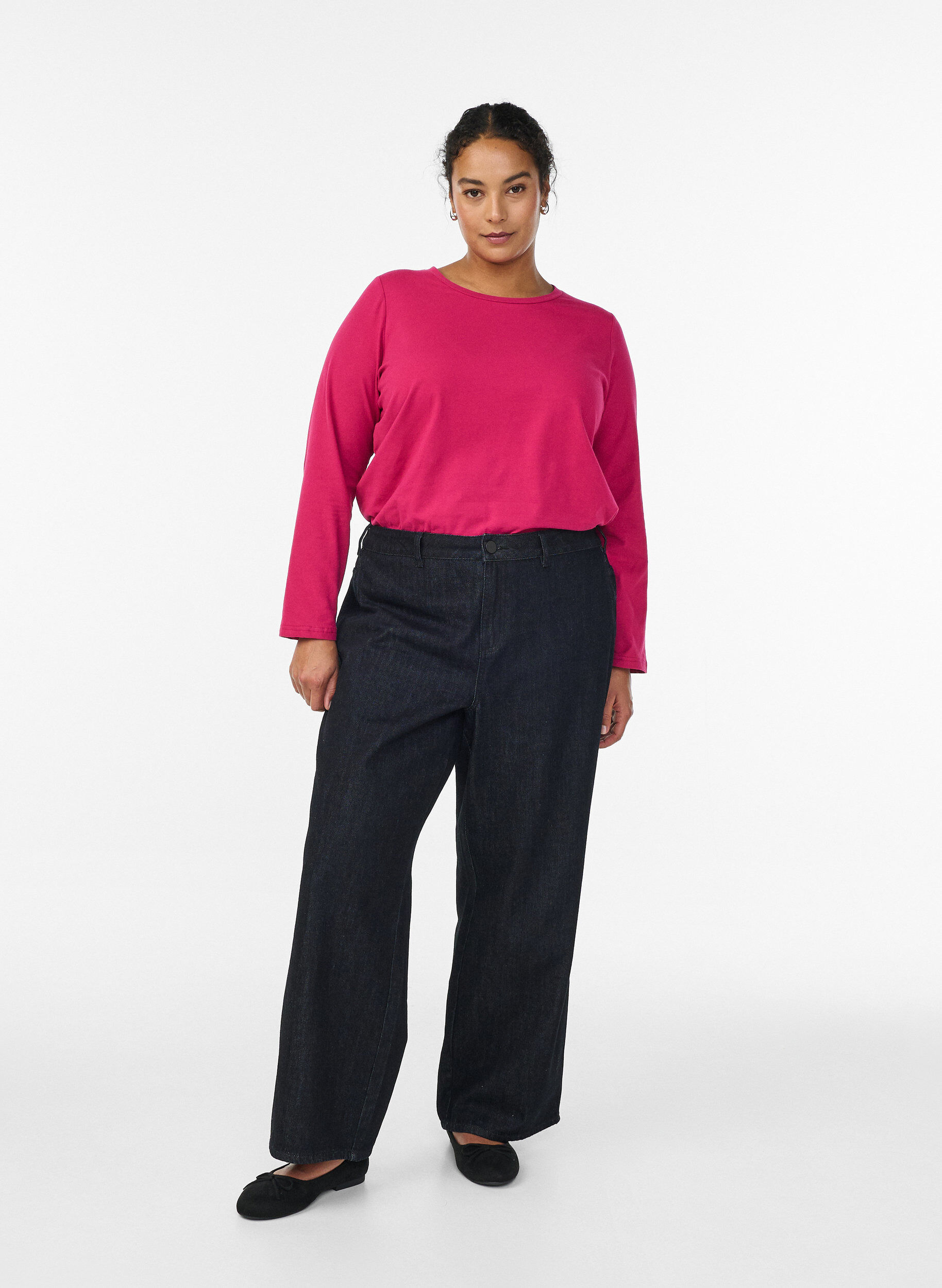 ZizziTop basic en jersey avec manches longues, Rose, Model image number 1
