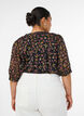 Blouse &agrave; imprim&eacute; floral et col V, Noir, Model image number 2