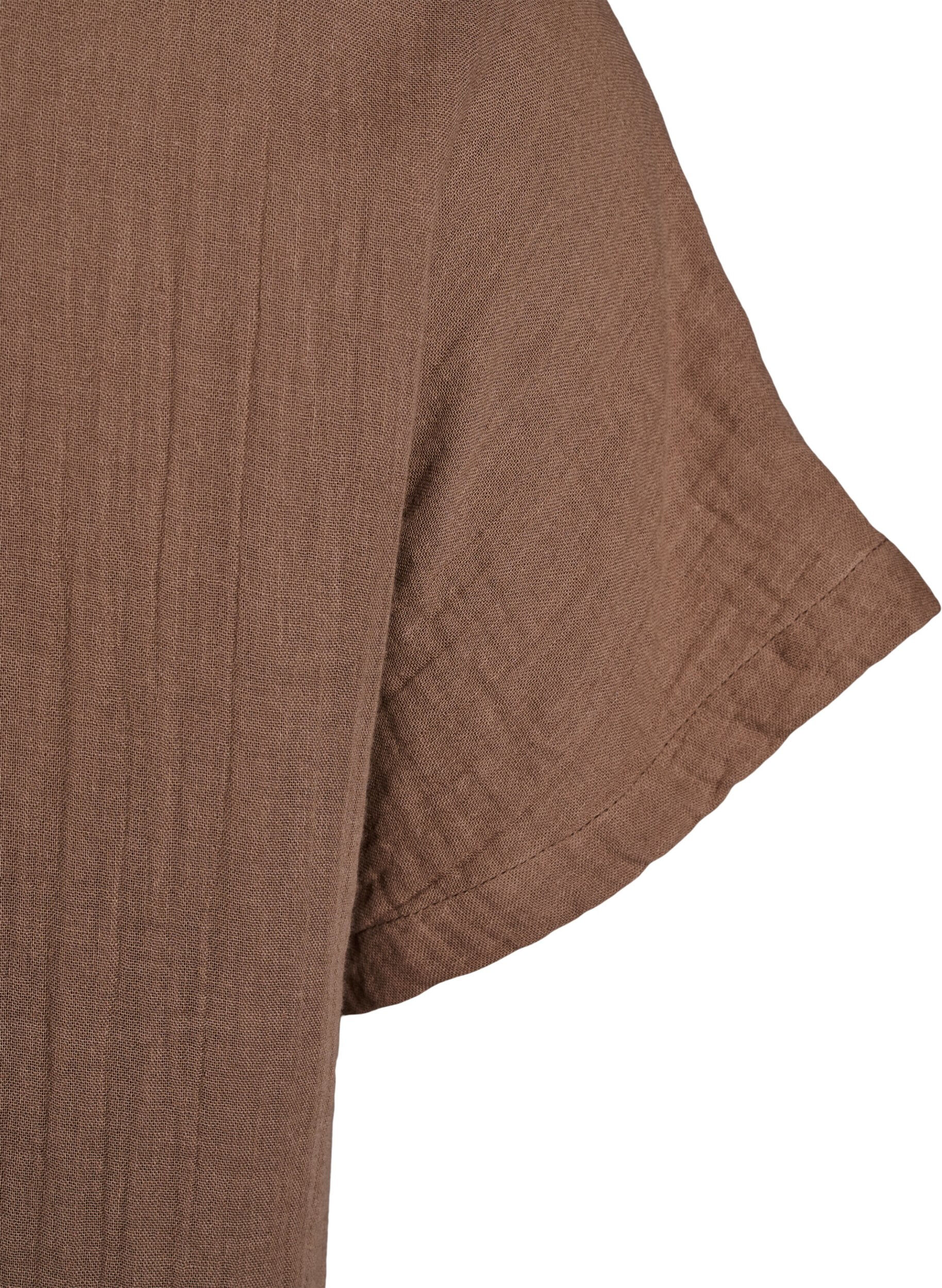 Zizzi Longue chemise en mousseline de coton, Marron, Packshot image number 3