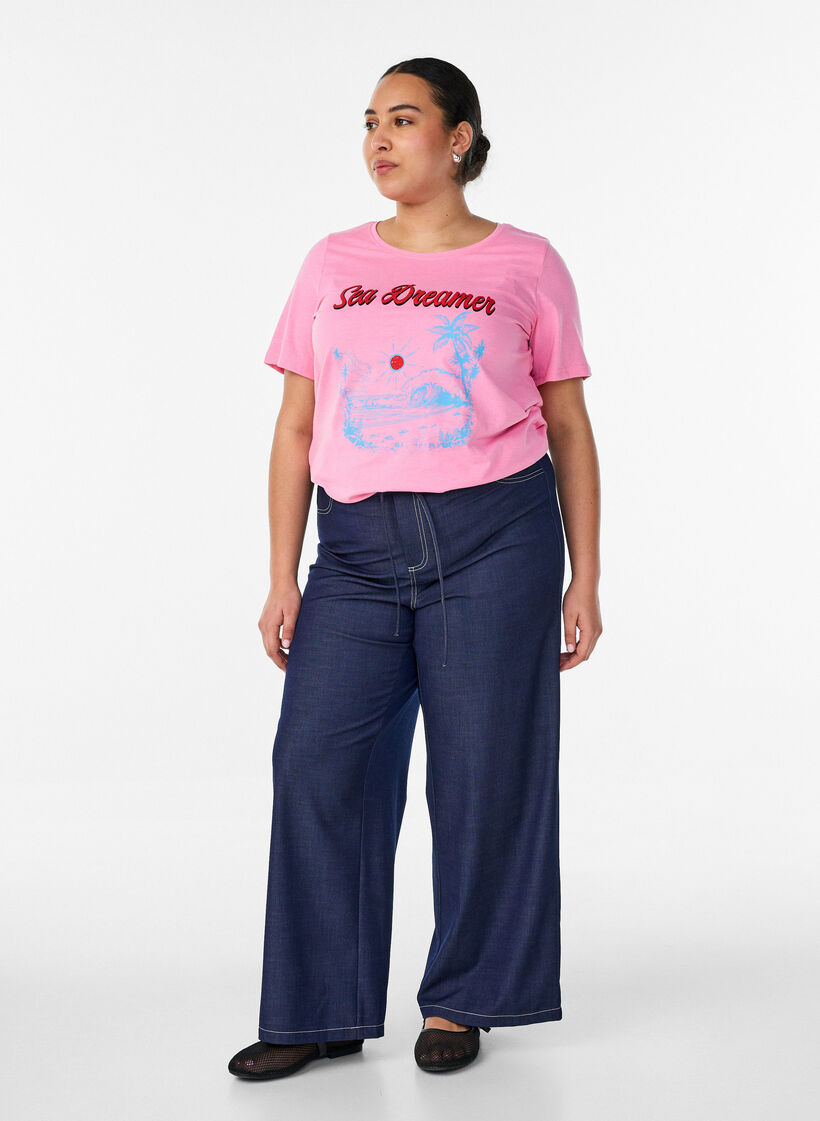 T-shirt imprim&eacute;, Rose, Model image number 1