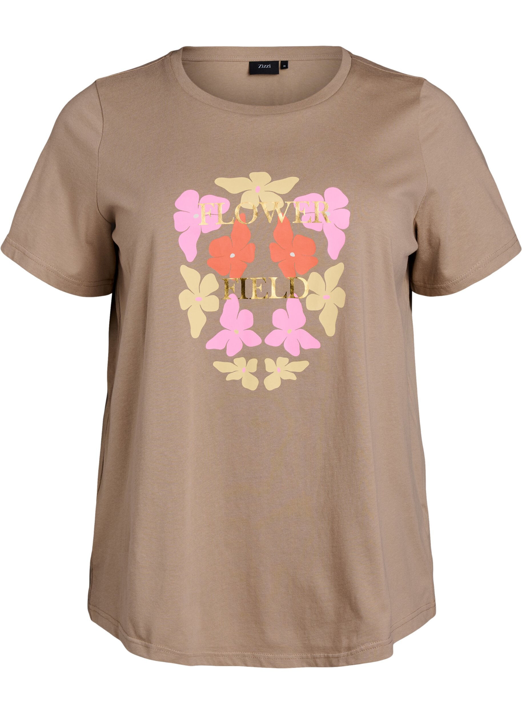 Zizzi T-shirt avec d&eacute;tail imprim&eacute; floral, Beige, Packshot image number 0