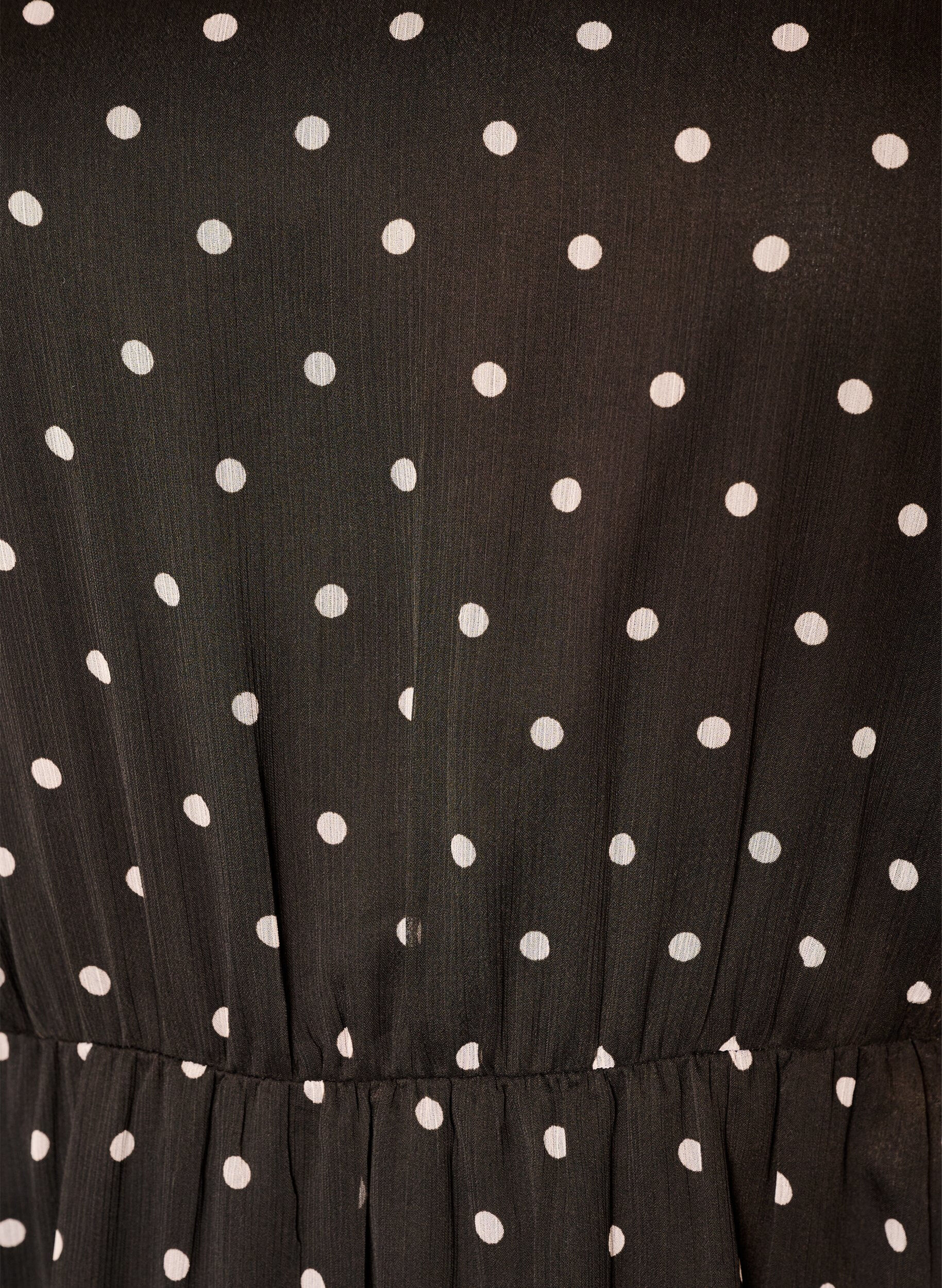 ZizziRobe en mousseline &agrave; pois et manches longues, Marron, Packshot image number 2